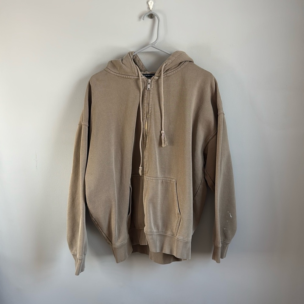 over sized, tan, zip up hoodie (Christy Hoodie) from Brandy Melville